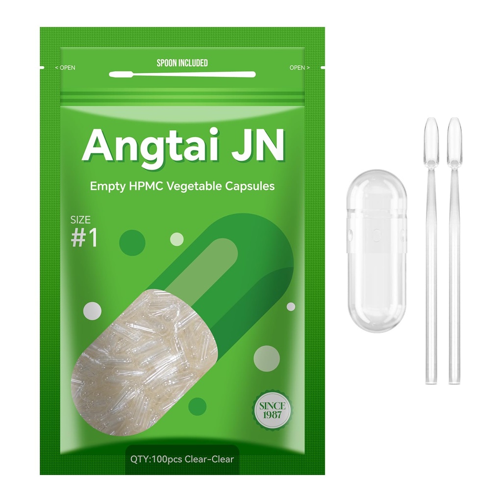 Velikost 1 Prazne kapsule Veganska rastlina na osnovi čistega (100 Count) Gluten prost, ne-GMO, Halal Certified tabletke polnilni komplet z 2 Spoons za vegetarijanski DIY lastne dodatke