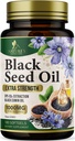 Black Seed Oil Softgels 1000mg - Premium Nigella Sativa Blackseed, Pure Natural Black Cumin Seme Oil & Antioksidant za podporo kože in imunskega sistema - Non GSO, Ustekleničen v ZDA dodatek - 180 Softgels