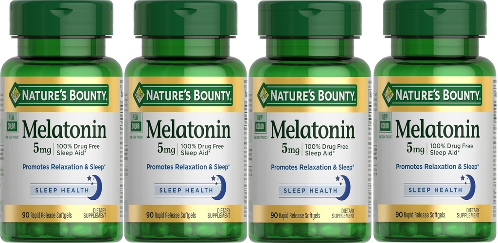 Narava Bounty Super moč Melatonin 5 mg Softgels 90 ea (pak 4)