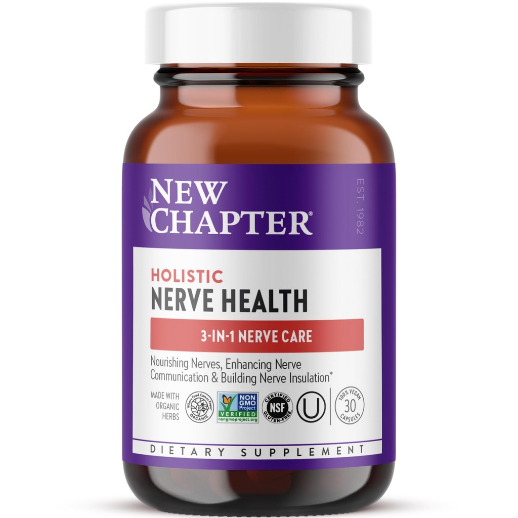 Novo poglavje Živci Health Supplement za 3-v-1 Podpora od glave do pet - Vitamin B1 Ustvarja energijo za živce, Vitamin B6 izboljšuje zdravo prenos, Vitamin B12 Gradi izolacijo, 30ct