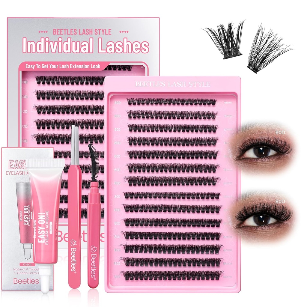 Bučke Lash Clusters Kit Love Expressing 60D 80D 9-18mm Trepalnice Clusters Kit 280kos Individualna Lash Extension D Curl 3D Fluffy False trepalnice Extension DIY K009