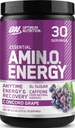 Optimum Nutrition Amino Energy - Pred vadbo z zelenim čajem, BCAA, Aminokisline, Keto Prijazno, izvleček zelene kave, Energy Powder - Concord Grozd, 30 Servingov
