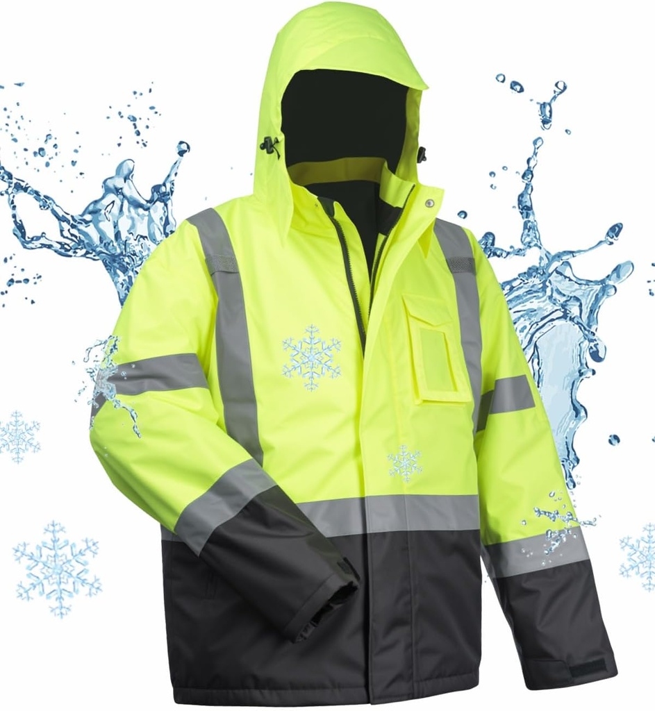 orodje 100% vodoodporne varnostne jakne za moške, Hi Vis Reflectiontive Work jakne, Gradbeni dež plašči za hladno vreme