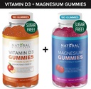Brez sladkorja Vitamin D3 K2 Gummies (180 Gummies) in sladkor brez dodatne moči Magnezije Gummies (180 Gummies), Vitamin D3 Gummies 5000 i.e.+K2 MK7 80 mcg, Magnezijev Citrat Gummies 500 mg
