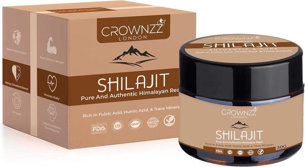 Pure Shilajit - Organsko zlato stopnje himalajski Shilajit Resin za moške in ženske - visoko močna Shilajit Bogata v Fulvicu, Humična kislina & 85+ Minerali-Lab Tested & Certified 30G Shilajit podpira Stamina
