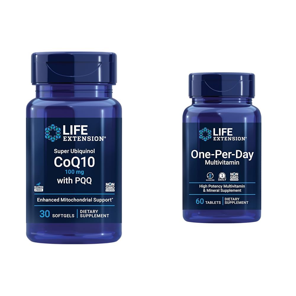 Life Extension Super Ubiquinol CoQ10 s PQ, CoQ10, PQQ, shilajit, zdravje srca in multivitaminom za en dan – pakiran z več kot 25 vitamini, minerali in rastlinskimi izvlečki