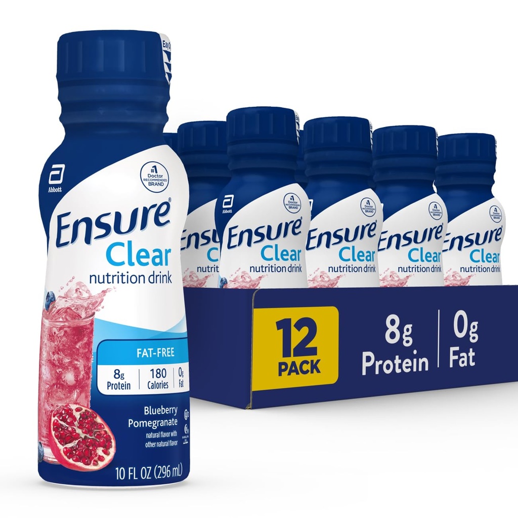Zagotovite Liquid Clear Nutrition Drink, 0g maščobe, 8g beljakovin, borovnice Granatno jabolko, 10 Fl Oz (Pack of 12), Steklenica, brez glutena