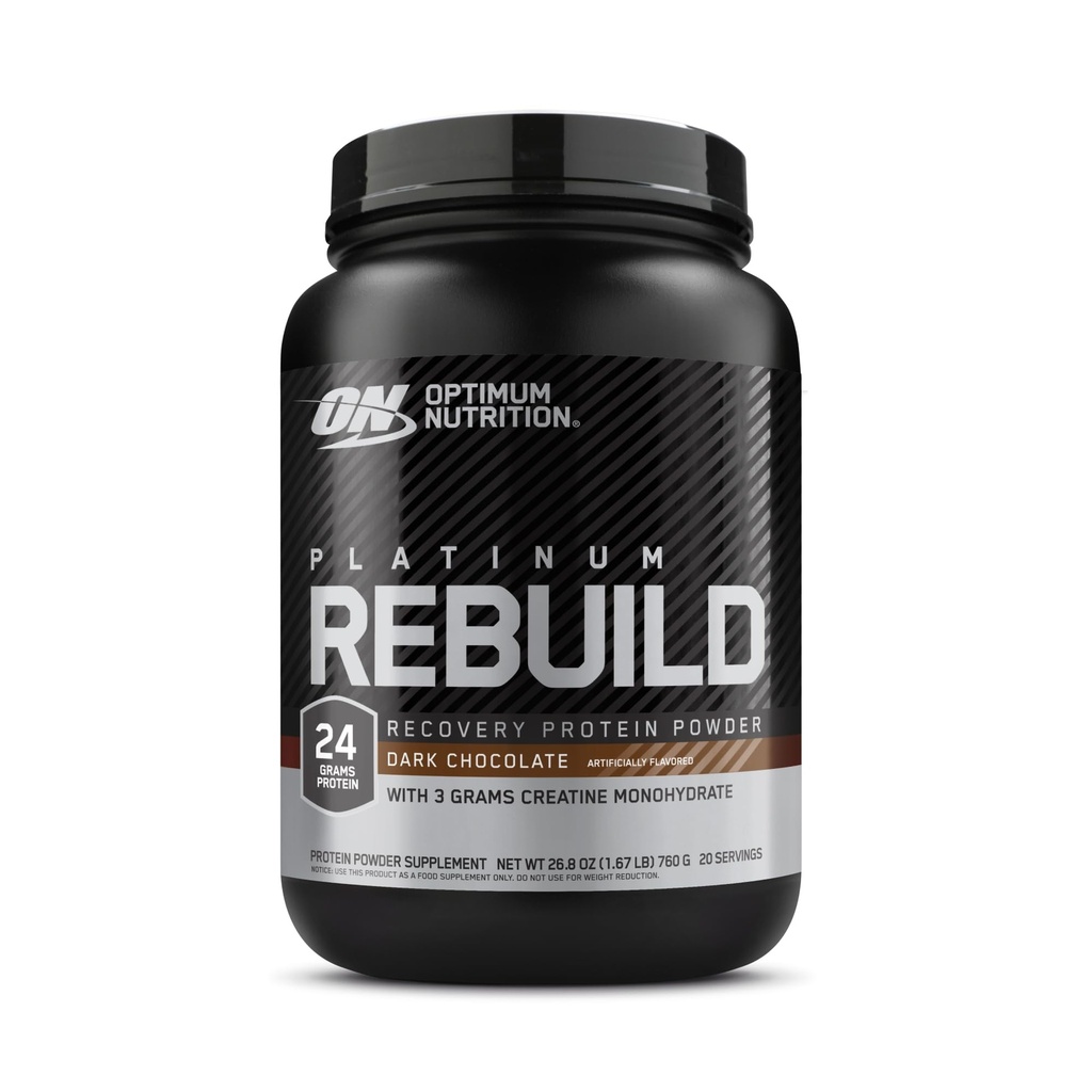 Optimum Nutrition Platinum Rebuild, Premium Platinum mešanica beljakovin v prahu s kreatin monohidratom, temna čokolada, 20 Servisi