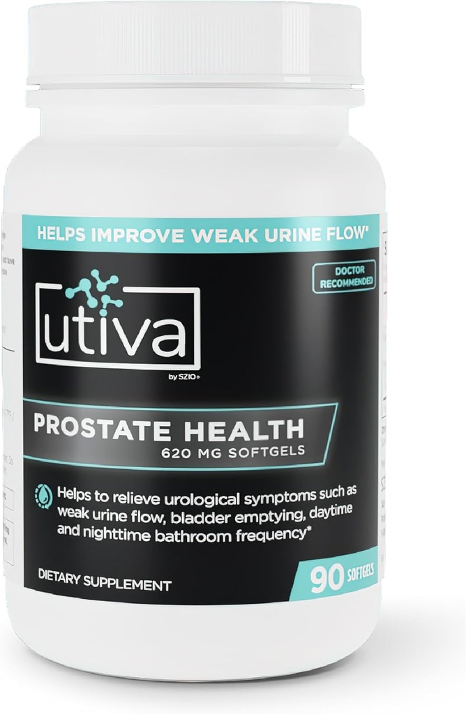 Utiva Prostata Health Supplement for Men - Naravna Formula za prostate funkcijo in pretok urina - Beta-Sitosterol in Saw Palmetto Prostata dodatek - Izdelano v Kanadi, 90 Softgels