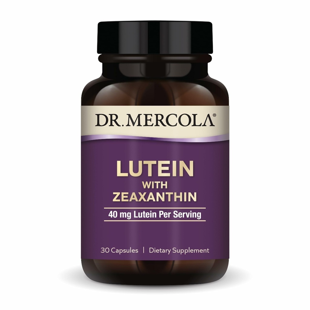 Dr. Mercola Lutein z Zeaksantinom, 30 serverjev (30 kapsul), 40 mg luteina na obrok, prehranski dodatek, podpira zdravje vida in kognitivno funkcijo, ne-GMO