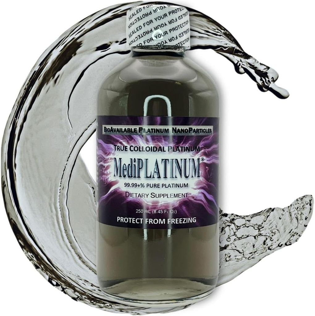 MediPLATINUM Gut Booster True Coloidal PtNP Nutritional dodatek - 250 ml (8,45 Fl Oz) v prozorni stekleni steklenici
