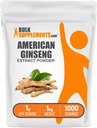 BulkSupplements.com American Ginseng Extract Powder - Ginseng dodatek, Zeliščni dodatki - Gluten Free, 1g na serviranje, 1kg (2,2 lbs) (Pack of 1)