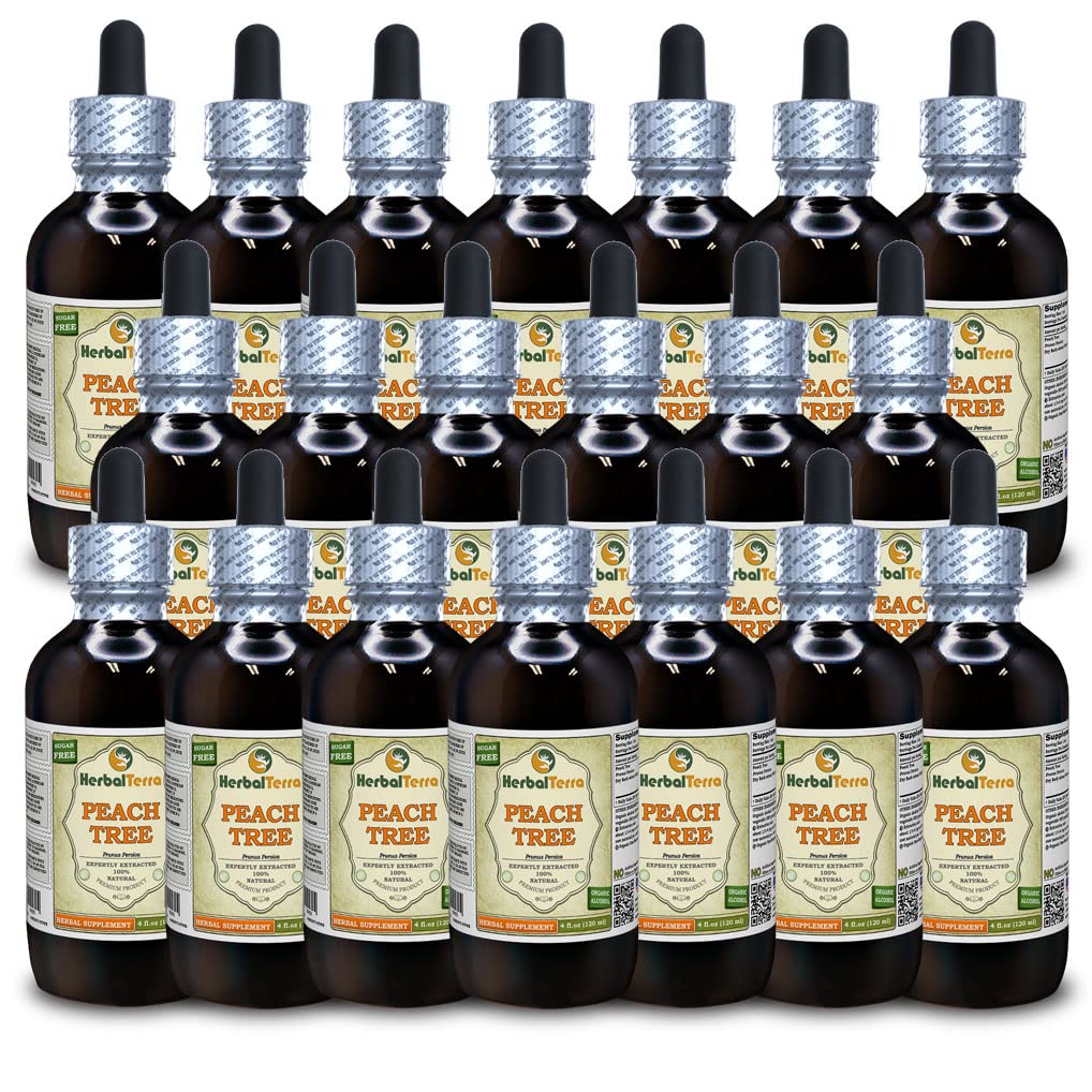 Breskovo drevo (Prunus Persica) Tinktura, posušeni tekoči izvleček iz lubja (Brand Name: HerbalTerra, Proudly Made in USA) 20x4 fl.oz (20x120 ml)