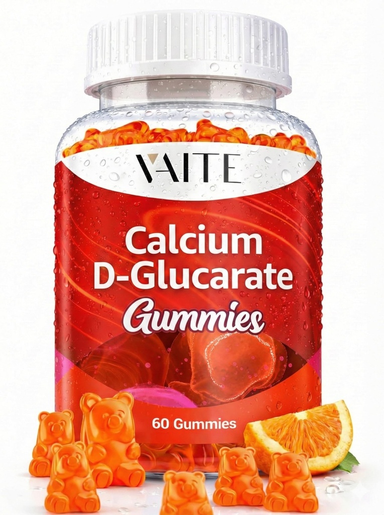 Kalcijev D-glukarat Gumies 1000mg - CDG Cleanse dodatek za moške in ženske, Hormonova presnova Ravnotežje in menopavza Podpora, Non-GMO, Vegan, Gluten Free, Soy Prosti dodatki, 60 Gummy Žvečilni dodatki