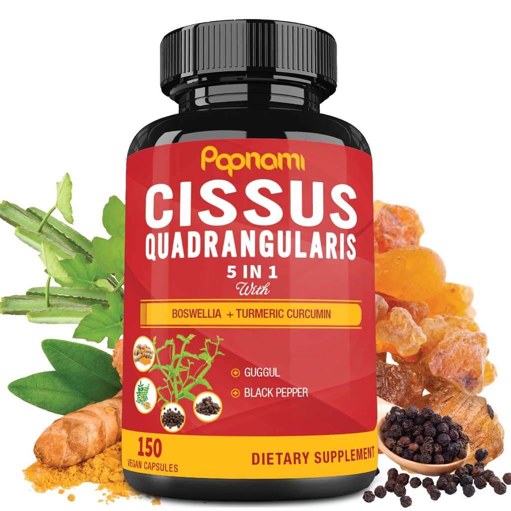 Premium Cissus Quadrangularis Kapsule z Boswellio, Guggul, Kurkulo, izvleček črnega popra - 150 kapsul - 5 mesecev