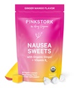Pink Stork Organic Mango bonboni z vitaminom B6 za jutranjo bolezen in gibanje bolezen, dodani Ginger & Vitamin B6, 1. Trimester nosečnost mora imeti - 30 Zaviti bonboni