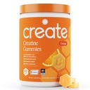 Ustvarite Kreatin monohidrat Gumije za moške in ženske, Boost Focus, Moč in vzdržljivost, Anti-Melting Formula, Vegan, Gluten-free, Non-GMO, 1.5g Creatine na Gummy (Orange, 90 ct)