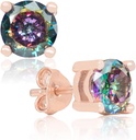 Ročno izdelana vrtnica zlato Plated Natural Mystic Topaz Sterling srebrni kol uhani