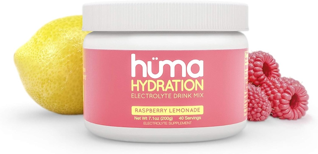 HUMA CHIA Hydration Drink Mix, Raspberry Limonade 40 Servisi - Nizka kalorija, visoko elektrolitski prašek - 100% naravni, 1g sladkor, 10 Cal