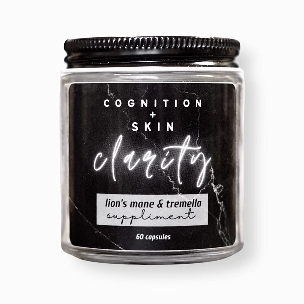 Lion's Mane & Tremella gobe Moški nego kože Acne Dopolnilo: Kognicija + koža CLARITY - Ozdravite kožo iz BIN! (Vegan)