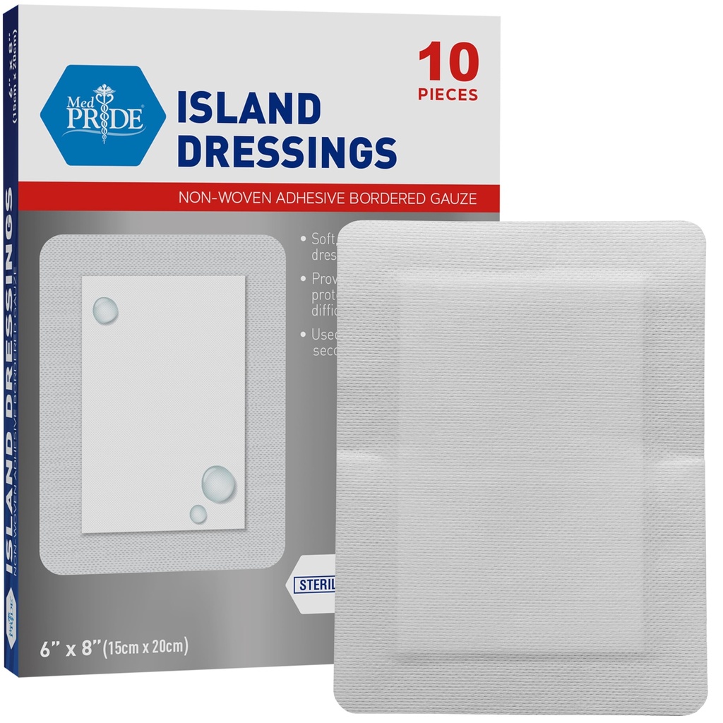 MED PRIDE Adhesive Island oblačenje velike gaze Pads za rane Sterile Absorbent dihalni lateks in gume brezplačno individualno pakiran (6' x 8')