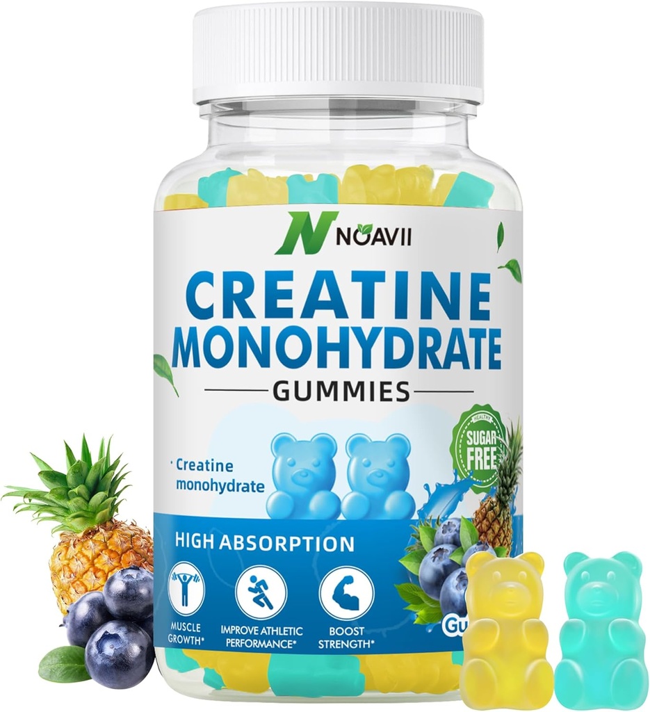 Kreatin Monohidrat Gumies 5000mg za moške in ženske, Žvečilni kreatin Monohidrat za mišično moč, mišice graditelj, energijska okrepitev, pred-delo dodatek (90 štetje)-Blueberry Ananas