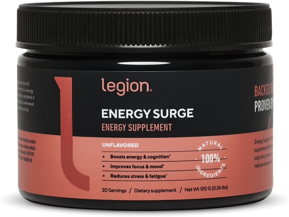 Energijski dodatek LEGION - Nearomatiziran energijski napitek v prahu - kofein v prahu s tavrinom in vitaminom B kompleksom - naravno sladkan energijski prašek za zdrave energijske napitke (120g)
