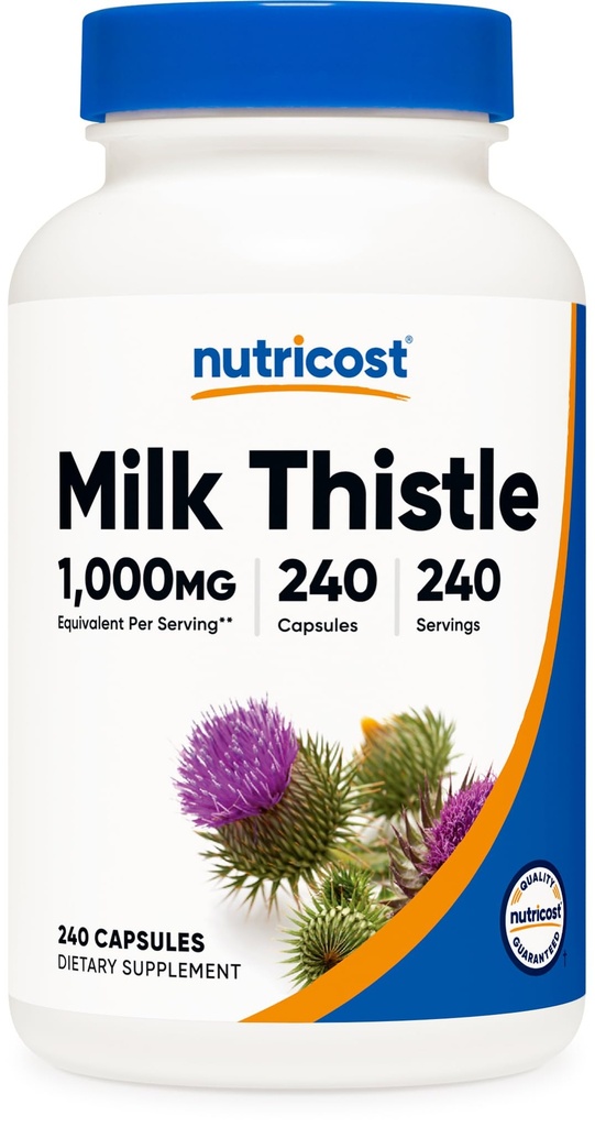 Nutricost Milk Thistle Extract 240 Kapsule za 240 Serving na steklenico - Vegan, brez GSO in gluten