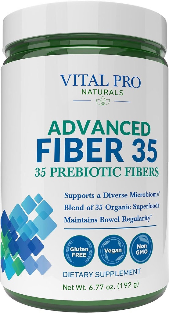 Vital Pro Naturals - Advanced Fiber 35 Powder dodatek za dietno podporo in občasno zaprtje s 35 Prebiotične Fibers in 35 Organic Superfoods za Bowel Rednost, 6.77 oz