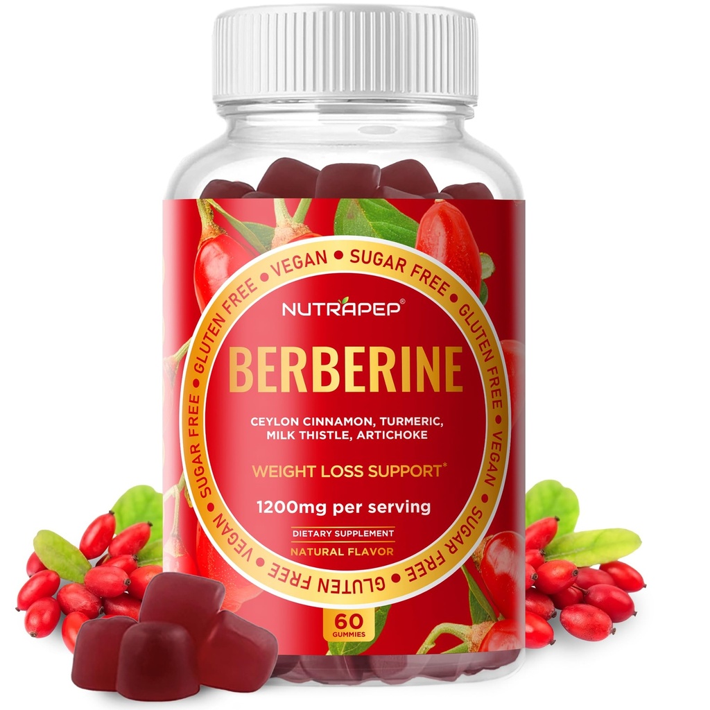 Premium Berberine HCl GLP-1 Hujšanje Gumies (1200mg) s Ceylon Cimet Turmeric mleko Thistle Artichoke - Sladkor brez glutena brez visoke moči GLP1 podpora