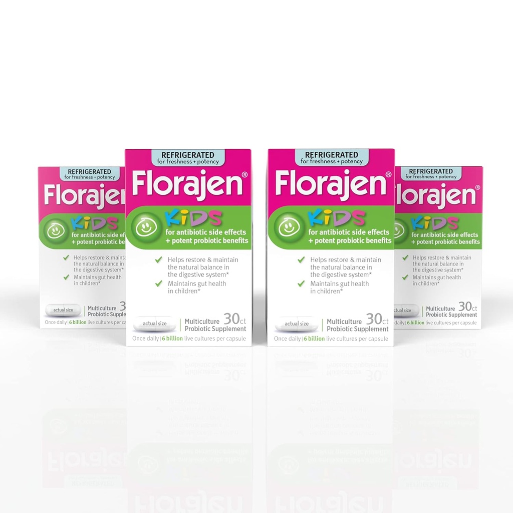 Florajen Kids Probiotiki, Daily Gut Health & Imunska podpora dodatek, zaprtje in napihnjenost, 120 Kapsule (ponavljajoče)