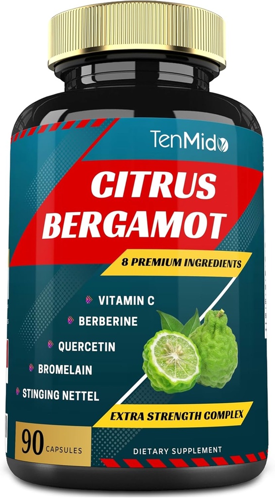 Citrus Bergamot Extract kapsule z vitaminom C, Berberine, Quercetin, Bromelain, Echinacea, Črna paprika - 3 mesece dobave, 90 Caps