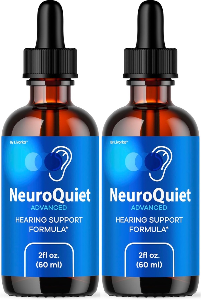 (2 paket) NeuroQuiet kapljice - Uradna NeuroQuiet Dnevna podpora za sluh Vse naravne čiste tekočine Napredna Formula za zdravje ušesa, Slušalka Clarity & Notranje uho Pregledi, 2 steklenice za 2 meseca