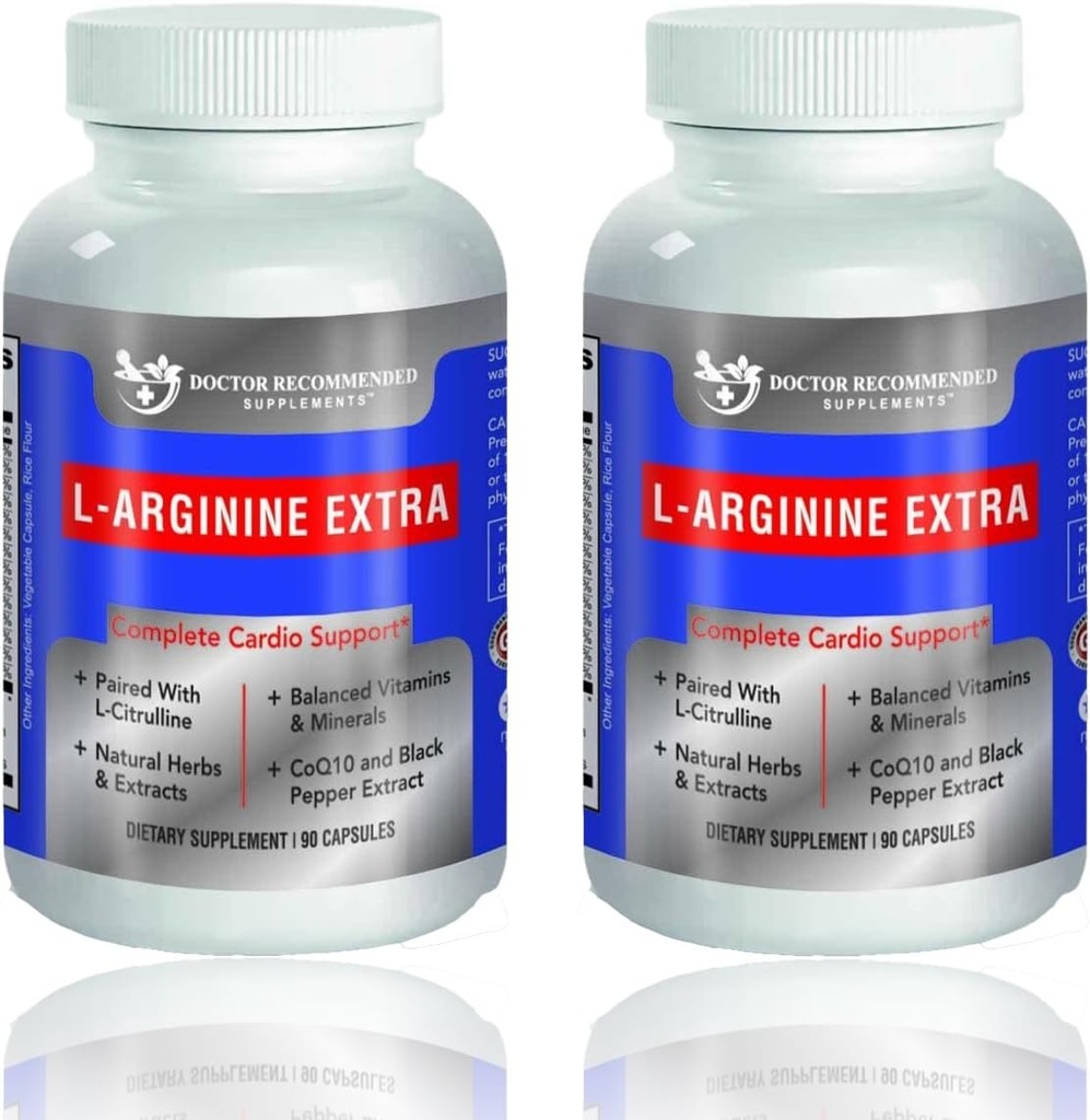 DOKTOR PRIPOROČENI DOPOLNILNIKI Premium L-Arginin 1000 MG Dušikov oksid Formula Podpira Cardio Health, Dušikov oksid Proizvodnja, Stamina & More - 2 Pack