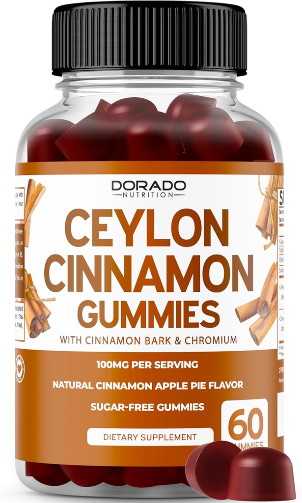 Ceylon Cinamon Gummies (60 Count) Jabolčni kislin, Kurkurja, Berberine & Ginseng za digestion splošno podporo Wellness - Ceylon dopolnila - Vegan Safe & USA Made