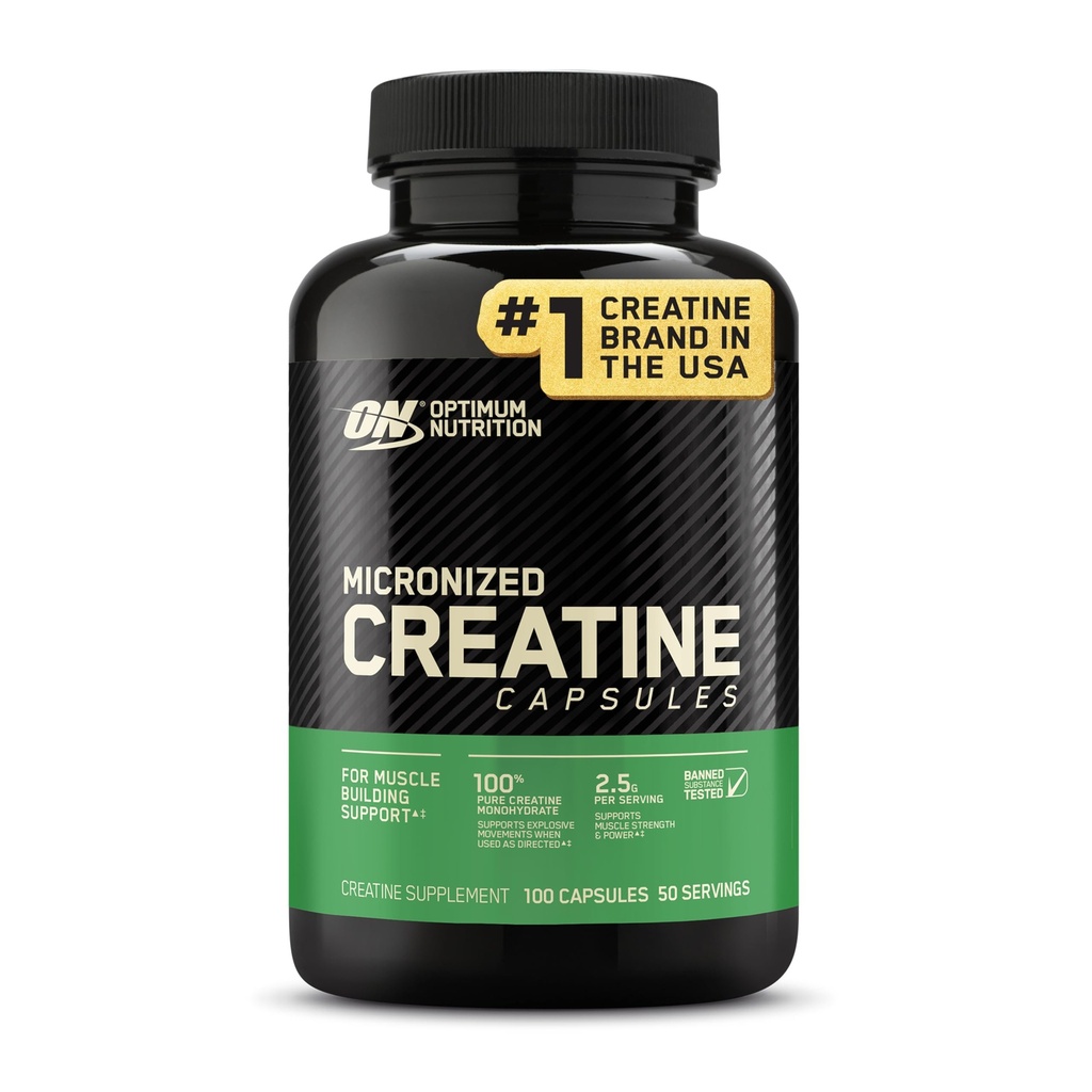 Optimum Nutrition Mikronizirane Kreatin Monohidrat Kapsule, Keto prijazno, 2500 mg, 100 kapsul