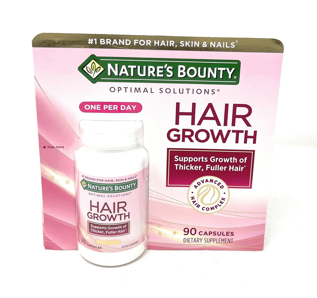 Bounty las dodatek za rast narave, 1 na dan, Klinično pokazala za podporo Debeli, Fuller las, z Biotin, Silicon & Arginin, 90 kapsul