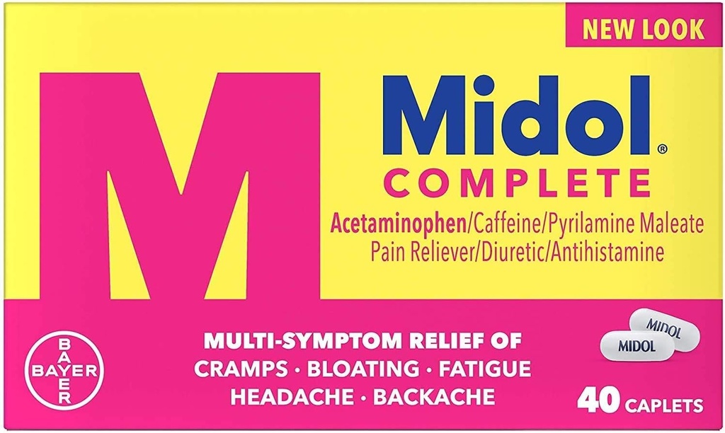 Midol popolna največja moč bolečine Reliever Caplets 40 ea (paka 4)