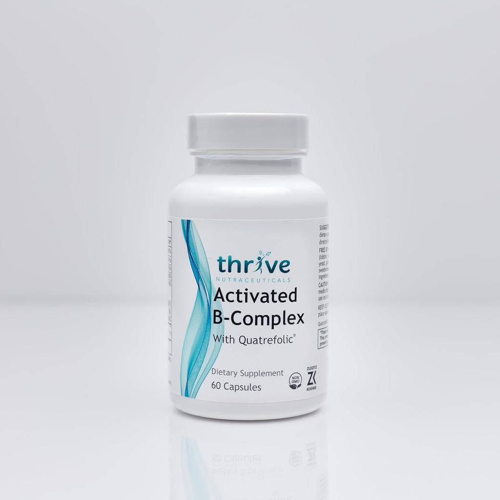 Hitri nutracevtiki Aktivirani B-kompleks s Quatrefolico - 60 kapsul, ki niso GMO - prehranski dodatek Kosher za optimalno zdravje - brez Yeast & Gluten, podpira energijo in kognitivne funkcije