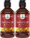 Islandsko olje za divje trske Liquid - Ribje olje kapljice z Omega 3, EPA, DHA, Vitamin D & A - Liquid Cod Jetrni dodatek za srce, Joint, Brain & Imune Podpora - 240 ml (8 Ounce) 2 Pack