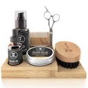 Komplet za rast vikinških brad - 7-piece, sandalwood scent & caddy - olje in balzam z brazdastim čopičem, dvojno sidranim Comb & škarje plus Mustache Comb za Grooming & Styling