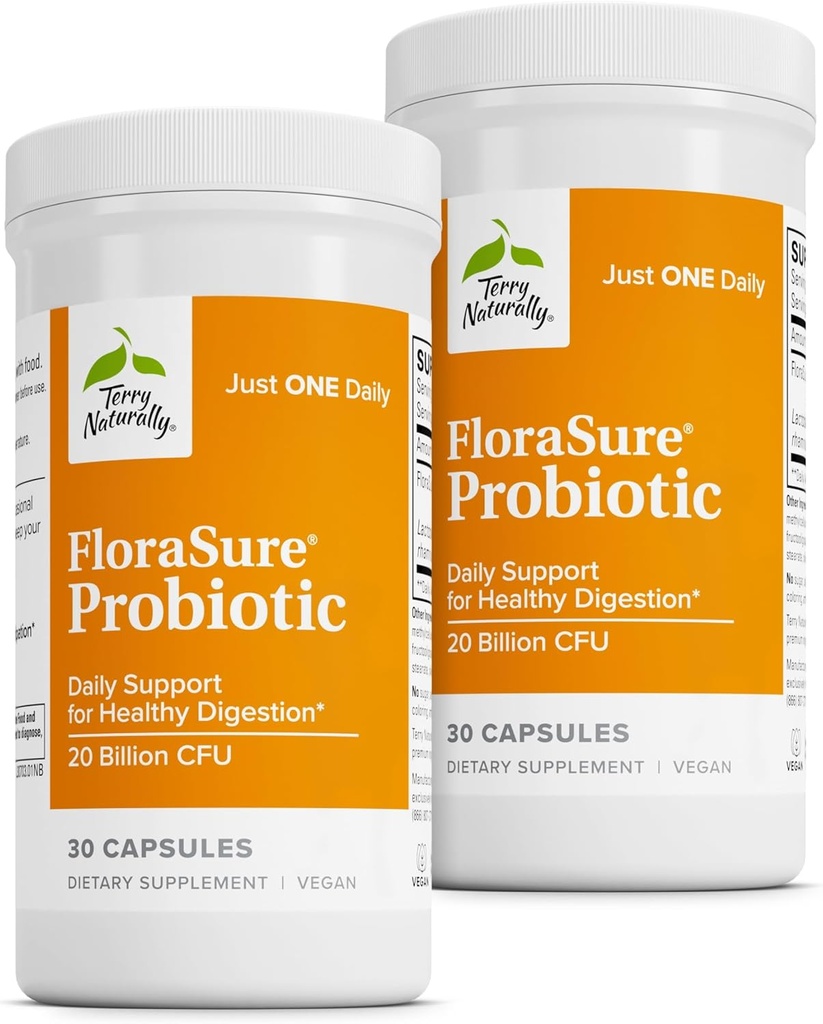 Terry Seveda Florasure probiotik - Prebavni dodatek za pomoč proti občasnim napenjanjem in podporo plinu Relief - Gut Health Support with Bifidobacterium Bifidum - 30 kapsul (Pack po 2)