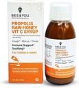 Bee in You Propolis Extract Cough Syrup w/vitamin C, Pomirjujoči med, naravna imunost podpora, vnetje žrela, antioksidanti, za otroke in odrasle, 5 Fl Oz, za moške in ženske