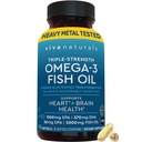 Viva Natural Triple Jakost Omega 3 Ribje olje Tablete – 2500 mg High-Potency Formula z 2250 mg Omega 3 Maščobne kisline (vključno EPA, DHA, DPA) v rTG obliki za absorpcijo – IFOS Certified, 90 Softgels