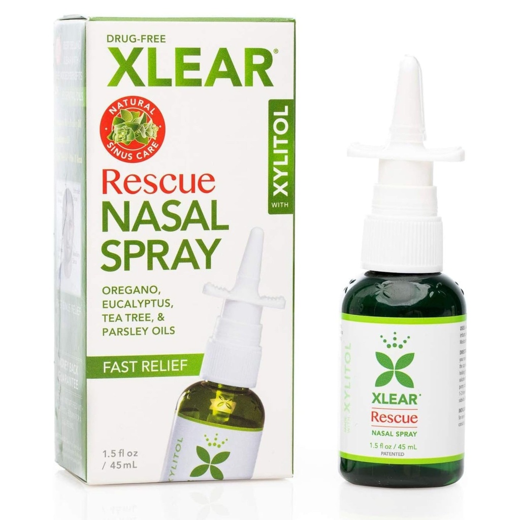 Xlear Rescue Natural Nasal Spray z Xylitol, Origano in Čajno drevo, 1,5 fl oz (Pack of 1)