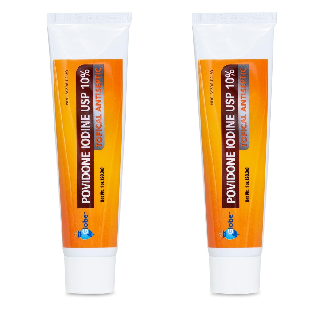 Globe (2 paket) Povidon Jodine 10% prva pomoč Mazilo 1 Oz, za reze scrapes opekline (primerjaj z betadinom)