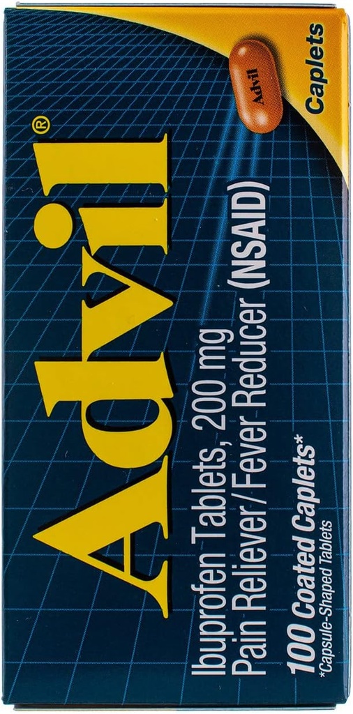 Advil Pain Reliever/Fever Reducer 200 mg Caplets - 100 Ct, pakiranje po 3
