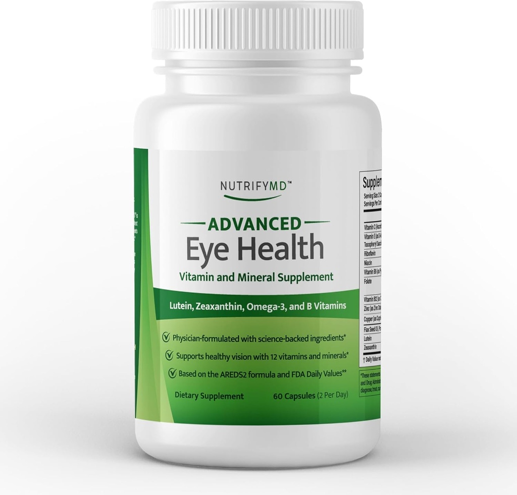 Advanced Eye Health Vitamin in mineralni dodatek z luteinom, Zeaksantinom, Omega-3 in B Vitamini - 60 kapsul