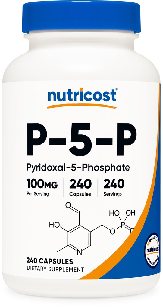 Nutricost P5P Vitamin B6 dodatek 100mg, 240 Kapsule (Piridoksal-5-Fosfat) - vegetarijansko prijazno, ne-GMO, Gluten brez