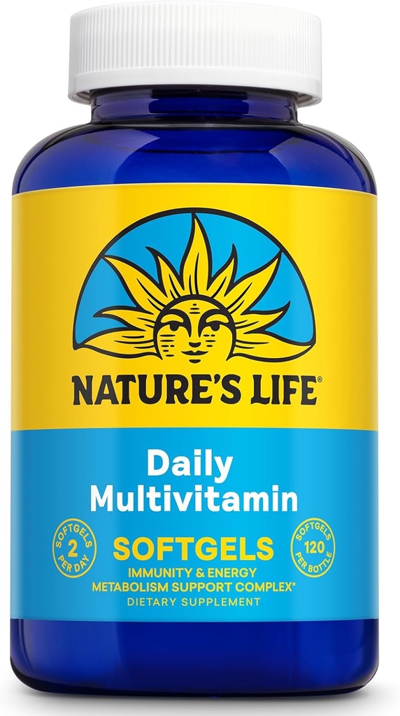 Življenje narave Daily Multivitamin za moške in ženske - popolni multivitamin z železom - dnevna vrednost najbolj esencialnih vitaminov in mineralov - Zdrava energija in Imunska podpora - 60 Serv, 120 Softgels